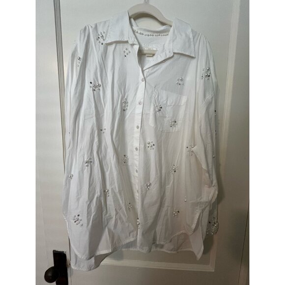The Bennet Buttondown Shirt by Maeve: Pearl-Embellished Edition - size 1x - Picture 2 of 9